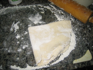 Dough folded into quarters