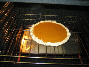 Put pie in oven